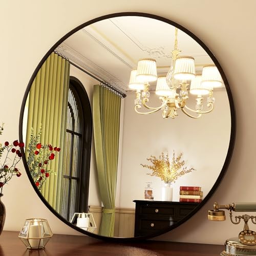 HARRITPURE 24 Inch Round Mirror Black Circle Bathroom Mirror - Image 6