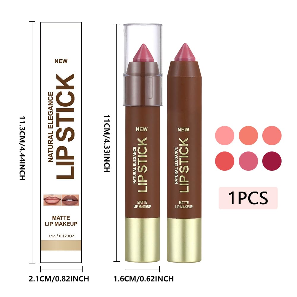 Matte Lipstick Crayon Set for Women, Mauve 24 Hour Lipstick Lip Liner Pencil, Neutral Lip Stick Lipliner Long Lasting Waterproof Smudge Proof, Vegan & Cruelty-Free, 05