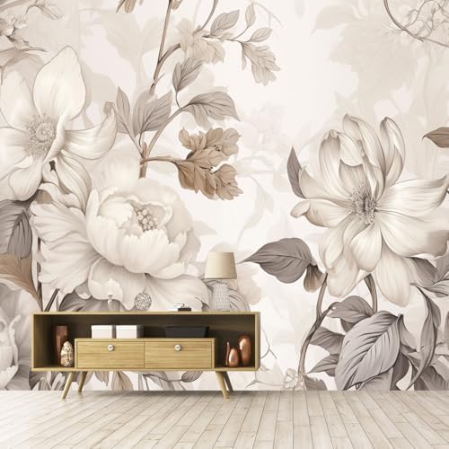 Warm-Toned Peony Flower Mural Peel-and-Stick - Image 6