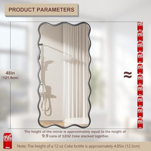 PROHOMEWARE 24x48 Black Wavy Irregular Large Bathroom Mirror, Wall-Mounted - Image 2