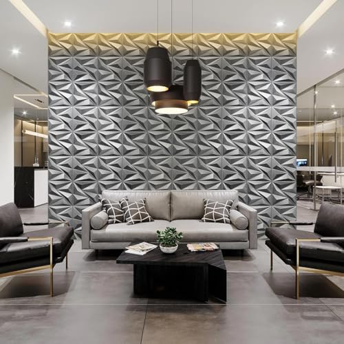 STICKGOO 3D Wall Panels Diamond, Brushed Silver, 33 Pack - Image 2