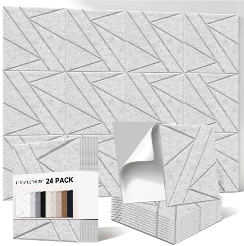 Self Adhesive Acoustic Panels, 11.8”x11.8”, 24 Pack by AUTORIFIC