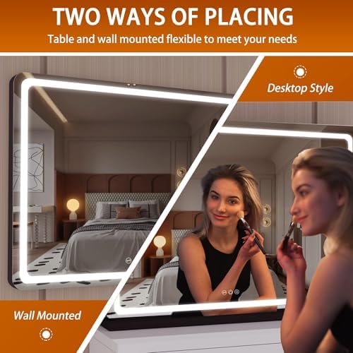 Hasipu Vanity Mirror with Lights, 31.5" x 22" LED Makeup Mirror, Lighted Makeup - Image 4