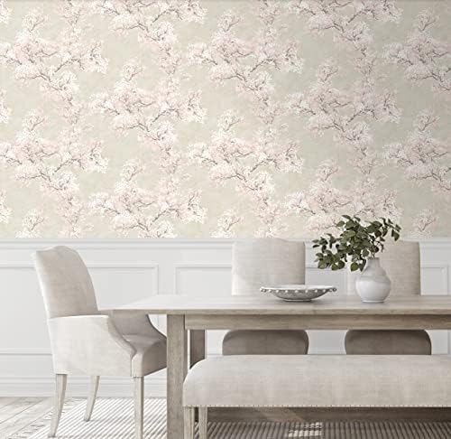NextWall Cherry Blossom Grove Impressionistic Peel and Stick Wallpaper - Image 6