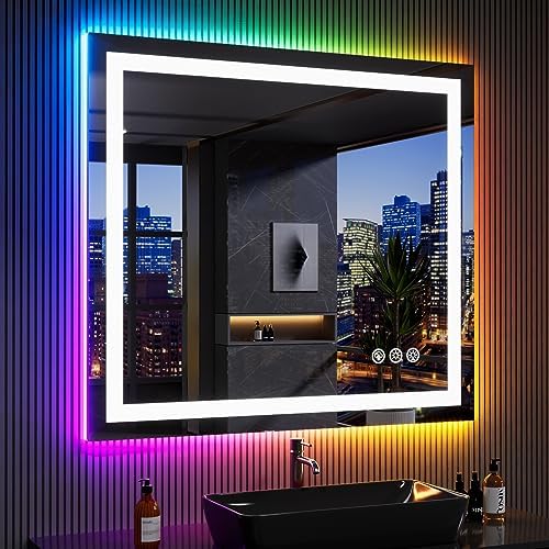LOAAO 40"X36" RGB LED Bathroom Mirror - Image 3