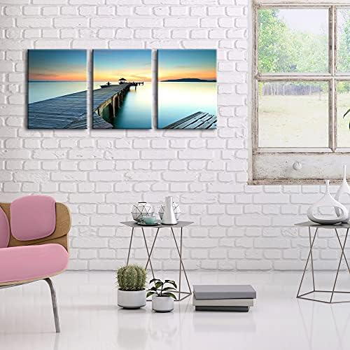 Wieco Art 3 Piece Seascape Canvas Prints Wall Art Sunset Ocean Beach Pictures - Image 4