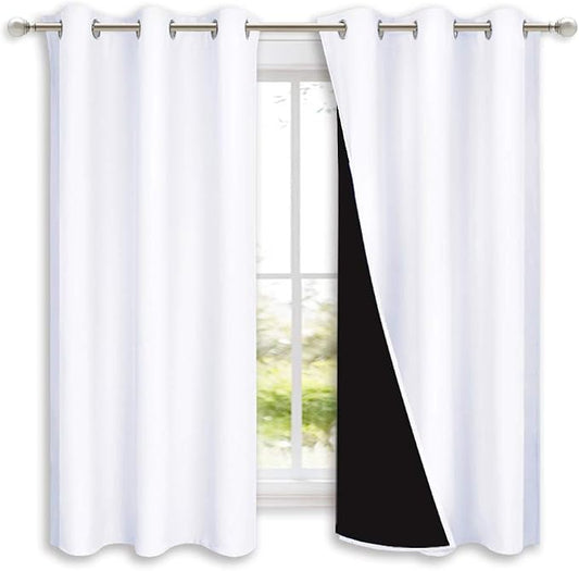 NICETOWN Pure White 100% Blackout Lined Curtains, 2 Thick Layers Completely by NICETOWN