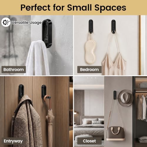 Foldable Wall Hooks, 40lb Heavy Duty, Zinc Alloy, 6 Pack - Image 6