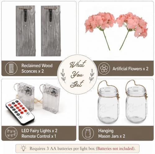 Mason Jar Wall Decor Set of 2, Rustic Gray - Image 6
