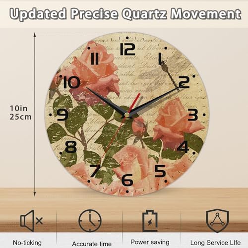 Wall Clock, Vintage Flowers - Image 2