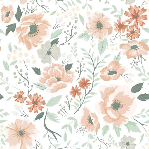 Heroad Brand 16.1"x196" Boho Floral Peel and Stick Wallpaper Retro Flower by HeroadBrand