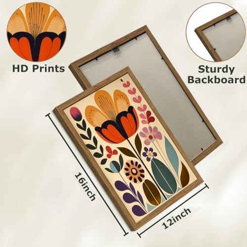 YSGGTR 3 Pcs Framed Boho Abstract Colorful Floral Canvas Wall Art 12x16 In - Image 3