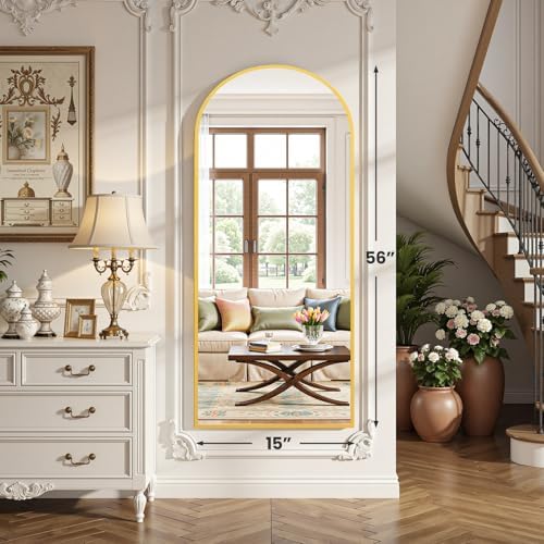 OLIXIS 56"x15.5" Arched Full Length Gold Mirror - Image 2