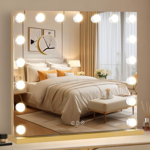 Vanity Mirror with Lights 23.6''x20.5'' Makeup Mirror with Lights Lighted Up by NUSVAN