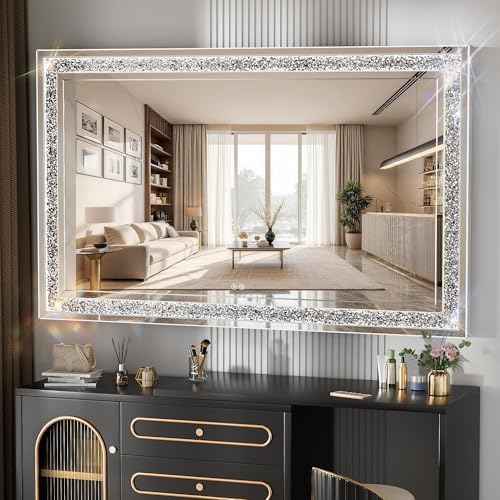 59" x 35" LED Diamond Wall Mirror, Dim & Anti-Fog - Image 2