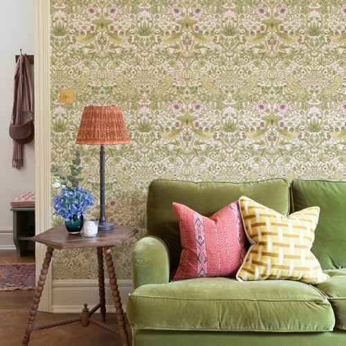 White Floral Peel and Stick Wallpaper William Morris Style Vintage - Image 6
