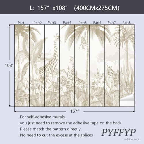PYFFYP-Safari Jungle Peel and Stick Tropical Wallpaper murals - Image 5