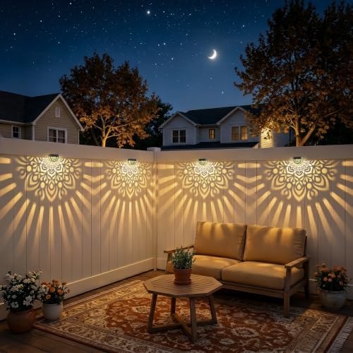 Hapjoy Solar Fence Lights Outdoor 4 Pack Solar Step Lights LED Powered Wall - Image 5