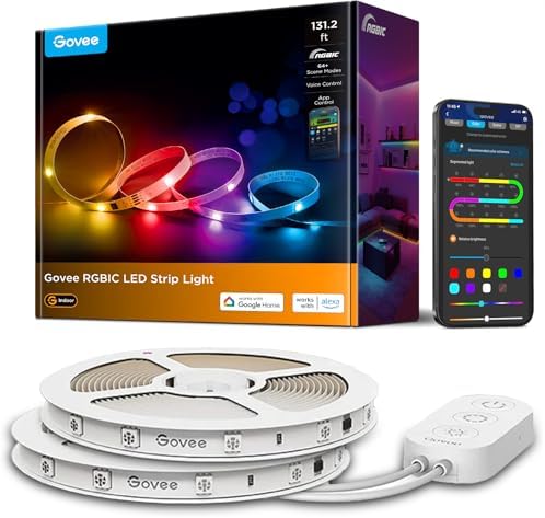 Govee 131.2ft RGBIC LED Strip Lights, Work by Unknown