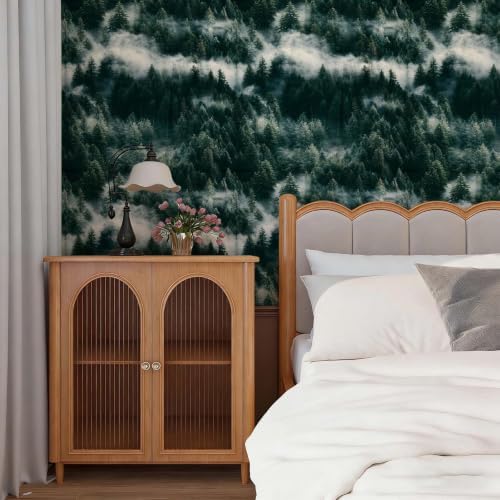 Stickorama Misty Dark Green Pine Forest Peel and Stick Wallpaper Self Adhesive - Image 5