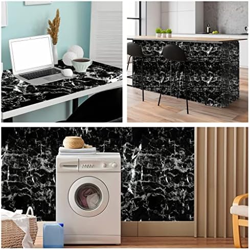 Arthome 47"x122" Silver Black Marble Contact Paper, Self Adhesive Wallpaper - Image 3