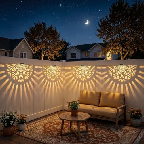 Hapjoy Solar Fence Lights Outdoor 4 Pack Solar Step Lights LED Powered Wall - Image 5