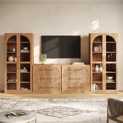 BELLEZE Jagger 128" Wall Unit 4-Piece Modular TV Stand by BELLEZE
