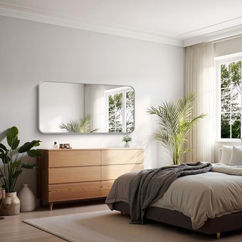 KOCUUY Silver Bathroom Mirror, 24x48 Inch Bathroom Mirror - Image 3