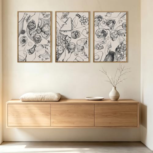 BINCUE Framed Food Wood Wall Art Set of Three Modern Cheers Kitchen Wall Decor - Image 2
