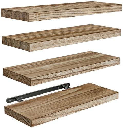 Amada Floating Shelves for Wall, Paulownia Wood, Light Brown by AMADAHOMEFURNISHING