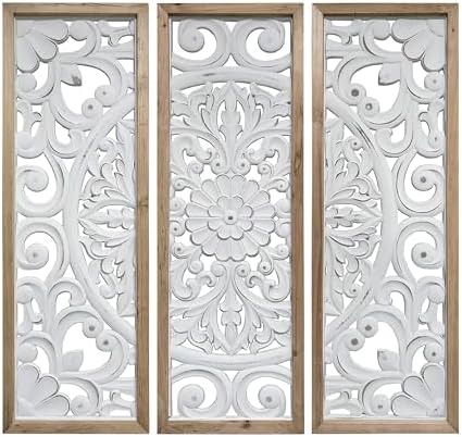 XIAOAIKA Boho Carved Wood Wall Panels, Floral Mandala Decor - Image 7