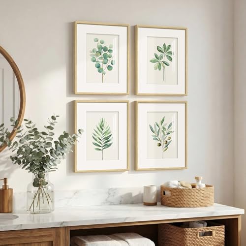 Framed Minimalist Sage Green Botanical Kitchen Wall art, 4 Piece 8x10 In - Image 2