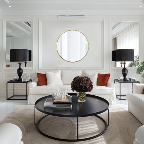 Round Gold Mirror 20 inch, Circle Mirror, Brushed Gold Metal Frame - Image 5