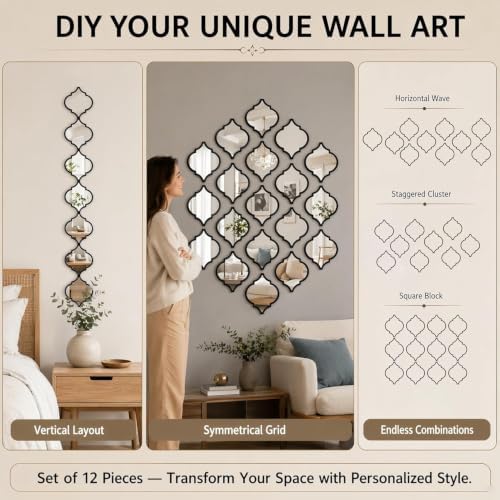 12Pcs Black Acrylic Mirrors for Wall Decor - Image 5