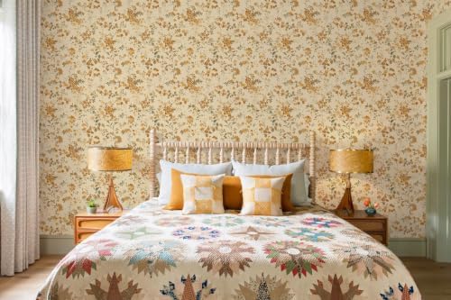 Dimoon Boho Peel and Stick Wallpaper Brown Floral Contact Paper 17.3x197in - Image 5