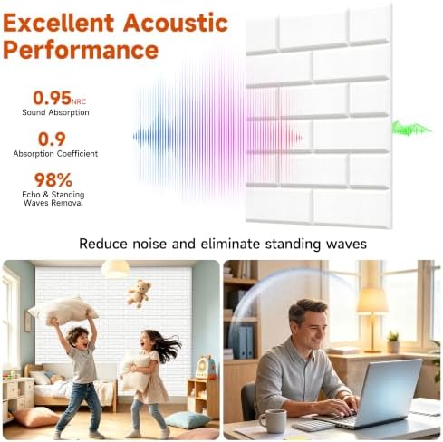 TO-TH 24Pack Acoustic Wall Panels Self Adhesive Soundproof Panel, Snow White - Image 3