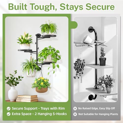iDavosic.ly Wall Plant Holder, Rotating Floating Window Shelf, 3-Tier Black - Image 5