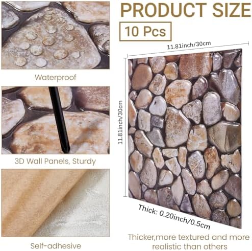 CRASPIRE 10Pcs 3D Faux Stone Peel and Stick Wall Burly Wood Tile Panels - Image 2