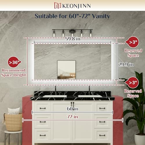 Keonjinn 60 x 28 Inch LED Bathroom Mirror - Image 2