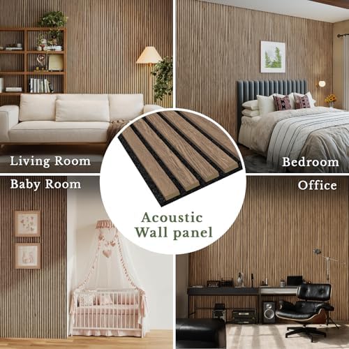 MISSDAY Wood Slat Acoustic Wall Panels, 2 Packs 47.2" x 23.6" Walnut Soundproof - Image 2