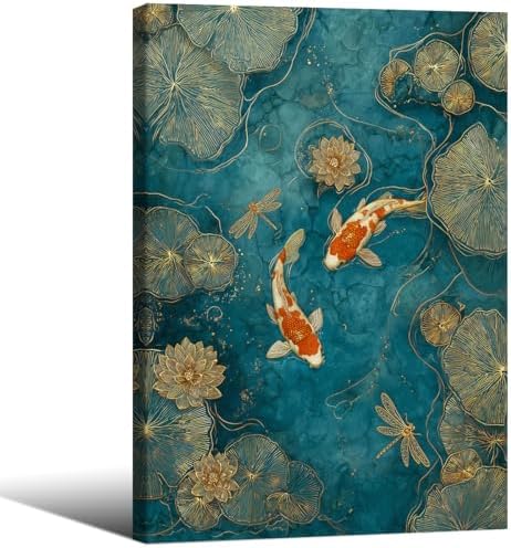 Japanese Koi Fish Zen Framed Canvas Wall Art Traditional Oriental Asian Prints by Unknown