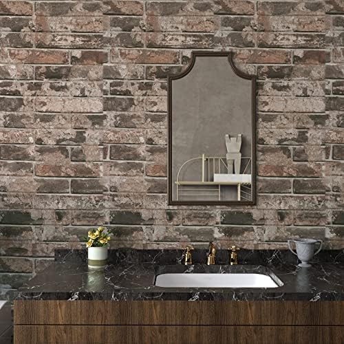 VaryPaper Vintage Brown Brick Wallpaper Peel and Stick 3D Textured Brick by VaryPaper
