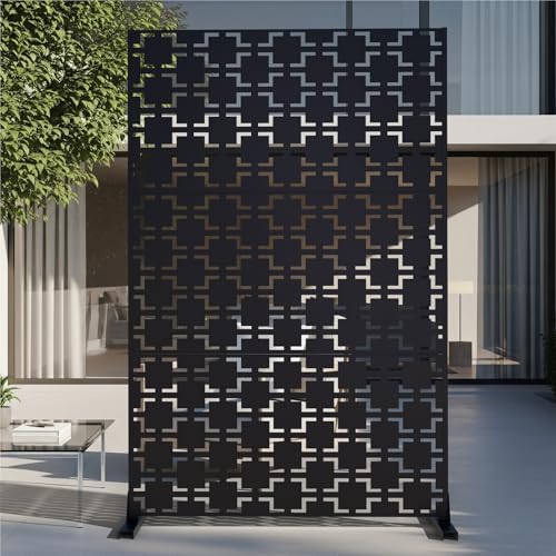 72" Metal Privacy Screen Freestanding Outdoor Room Divider Decorative Laser Cut by TALLYVERUS