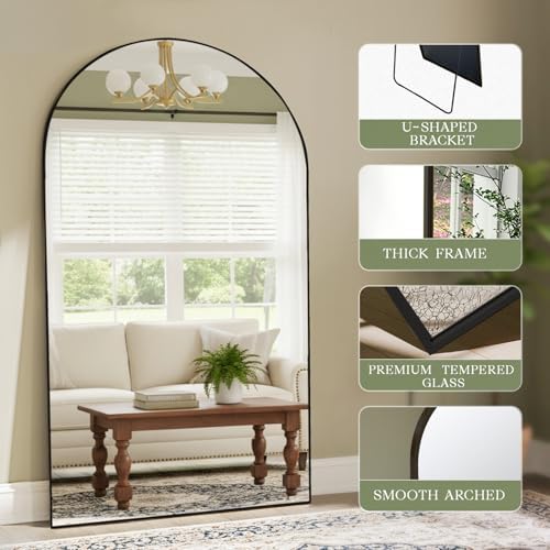 MISSDAY Large Arched Full Length Mirror, Floor Mirror Long Free Standing - Image 2