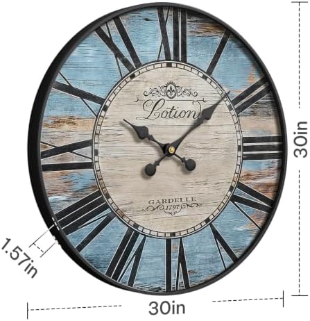 Large Rustic Blue Farmhouse Wall Clock - Image 6