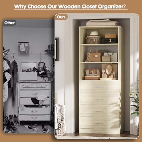 Aheaplus Closet Drawers System, 21.3" Wood Closet Organizer - Image 7