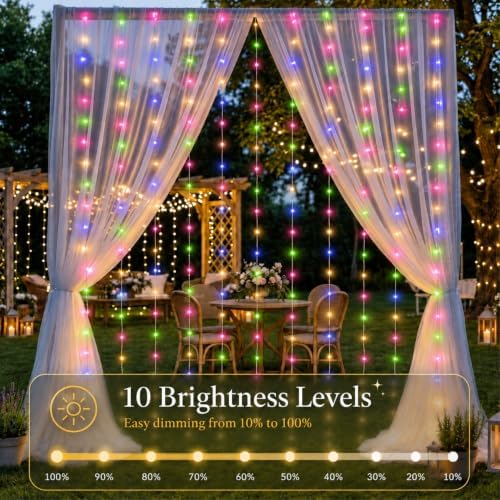 HXWEIYE 300LED Fairy Curtain Lights, 9.8x9.8Ft USB, Tangle-Free - Image 3