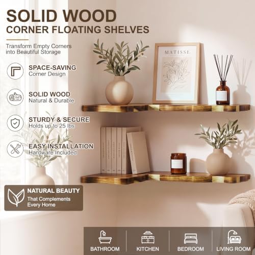 Sliner 2 Pack Corner Floating Shelves, 16 x 12 Inch - Image 3