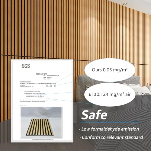 Art3d 4-Pack Soundproof Wood Slat Wall Panels, 94.5 x 7.9 Inch, Warm Teak - Image 6