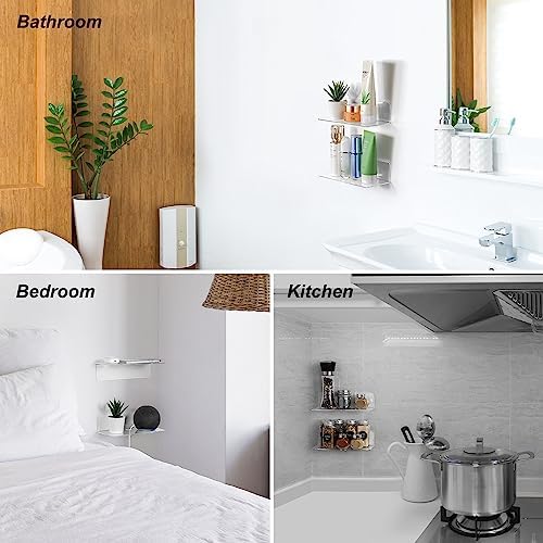 OAPRIRE Acrylic Floating Wall Shelves Clear, No Drill, 9 Inch 2 Pack - Image 3